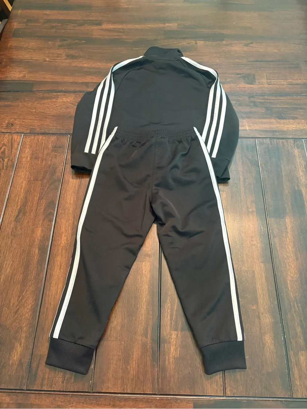 Adidas Kids Black Track Jacket & Pants Set with White Stripes (4T)